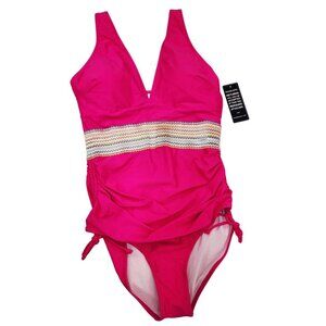 Womens Boombah Pink One-Piece Swimsuit Adjustable Straps Size M